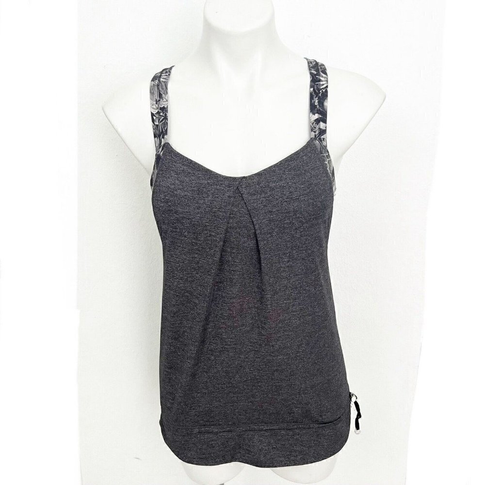 Lululemon muscle Tank top black gray Rest Less Flowabunga Size 6 - Picture 4 of 14